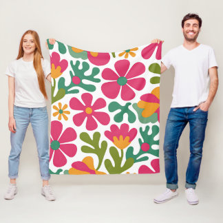 Rosa Retro Blommig Groovy Sömlös Mönster Fleecefilt