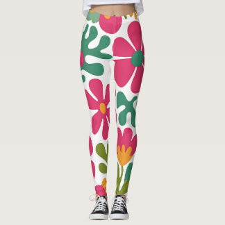 Rosa Retro Blommig Groovy Sömlös Mönster Leggings