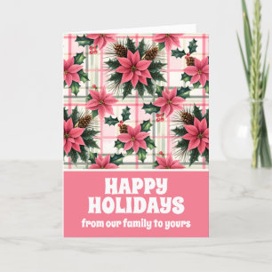 Rosa Retro-Blommigten P God jul Helgkort