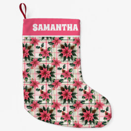 Rosa Retro-Blommigten  P God jul Liten Julstrumpa