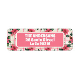 Rosa Retro-Blommigten  P God jul Returadress Etikett