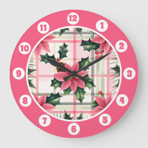 Rosa Retro-Blommigten P God jul Stor Klocka