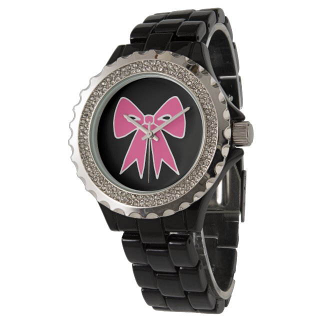 Rosa Retro Bow Watch Armbandsur (Vinklad)