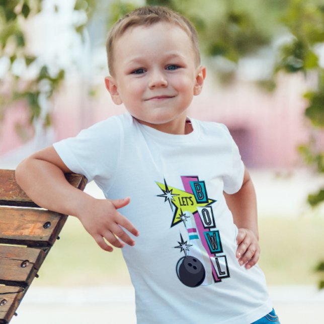 Rosa Retro Bowling Design T Shirt (Skapare uppladdad)