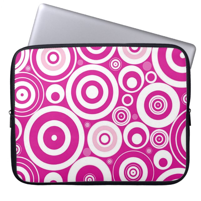 Rosa Retro Circles Laptop sleeve (Framsidan)