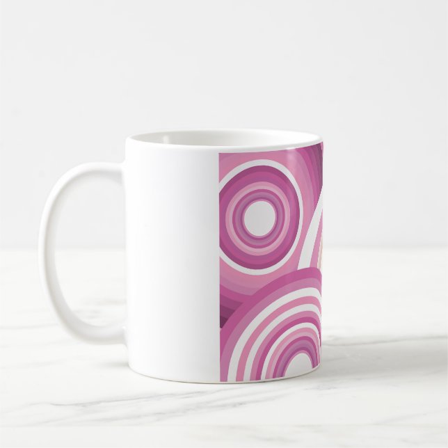 Rosa Retro Cirklar Mönster Kaffemugg (Vänster)
