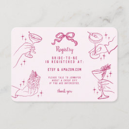 Rosa Retro Cocktail Party Möhippa Register Infoga Tilläggskort