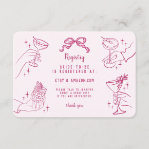 Rosa Retro Cocktail Party Möhippa Register Infoga Tilläggskort
