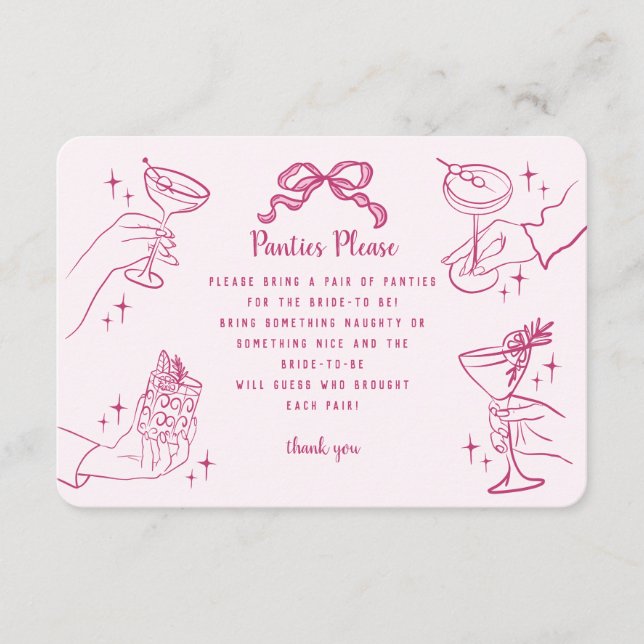 Rosa Retro Cocktail Party Panties, infoga Tilläggskort (Framsida)