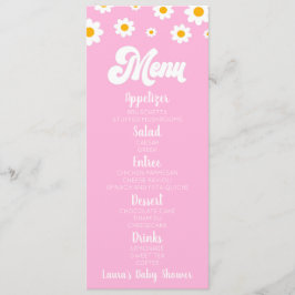 Rosa Retro Daisy Flower Baby Shower Food Meny