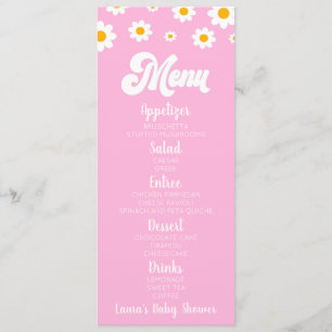 Rosa Retro Daisy Flower Baby Shower Food Meny