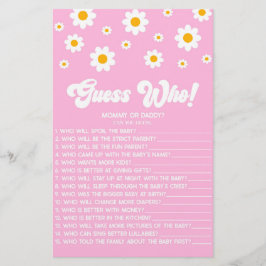 Rosa Retro Daisy Gissa vem! Barnstödsspel Brevpapper