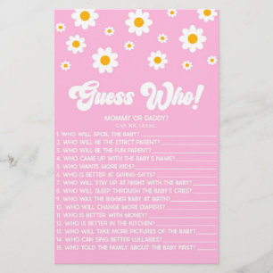 Rosa Retro Daisy Gissa vem! Barnstödsspel Brevpapper