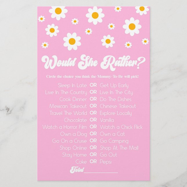 Rosa Retro-Daisyn skulle vara en bra lek för babys Brevpapper (Framsida)