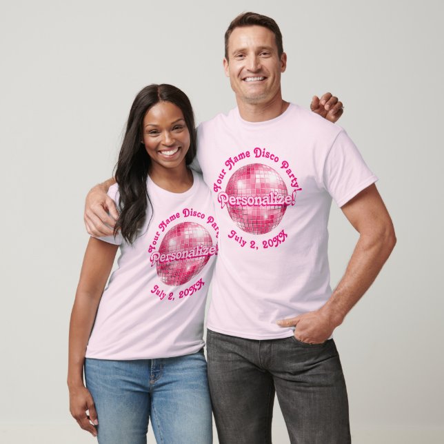 Rosa Retro Disco Boll PERSONLIG T-Shirt (Unisex)