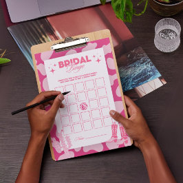Rosa Retro Disco Bröllopsdusch Bingo Spelkort