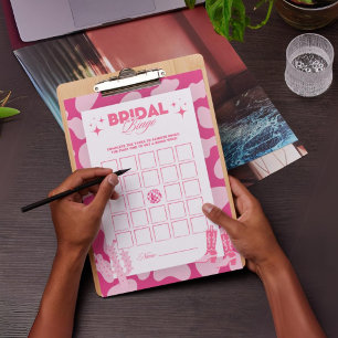 Rosa Retro Disco Bröllopsdusch Bingo Spelkort