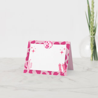 Rosa Retro Disco Cowgirl Namn ortkort Kort