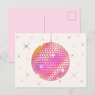 Rosa retro disco ljus vykort