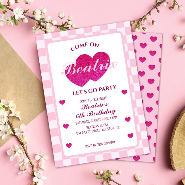 Rosa Retro Doll Birthday Inbjudningar (Pink Retro Doll Birthday Party)