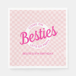 Rosa Retro Doll Lets Go Party Birthday Pappersservett