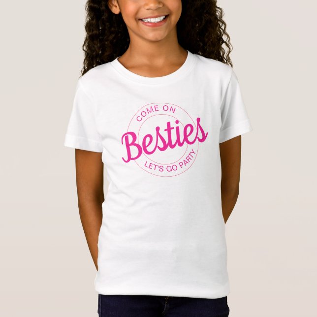 Rosa Retro Doll Lets Go Party Birthday T Shirt (Framsida)