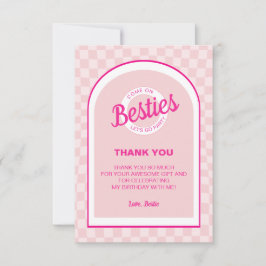 Rosa Retro Doll Lets Go Party Birthday Tack Kort