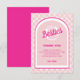 Rosa Retro Doll Lets Go Party Birthday Tack Kort