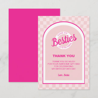 Rosa Retro Doll Lets Go Party Birthday Tack Kort