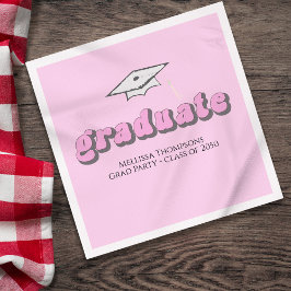Rosa Retro-Examinationsfirande Anpassad Lunch Pappersservett