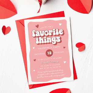 Rosa Retro Favoritsaker Galentine’s Day-fest Inbjudningar
