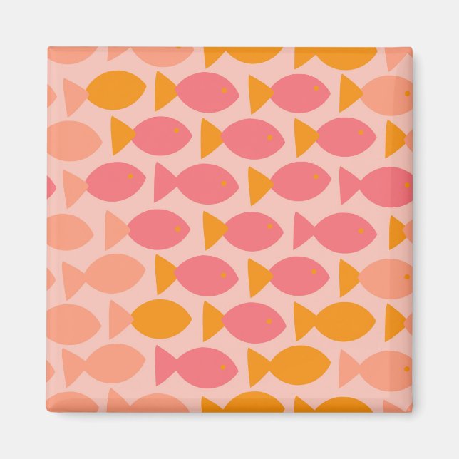 Rosa Retro Fish Magnet (Framsidan)