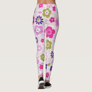 Rosa Retro Flowers Leggings