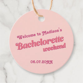 Rosa Retro Font Bachelorette-favorittaggar Gåvor Etiketter