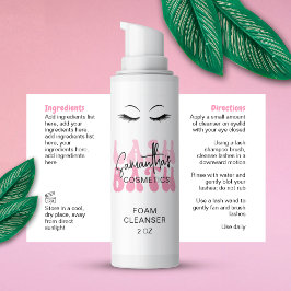 Rosa Retro Font Lash Bath Shampoo Wrap Rround runt Rektangulärt Klistermärke