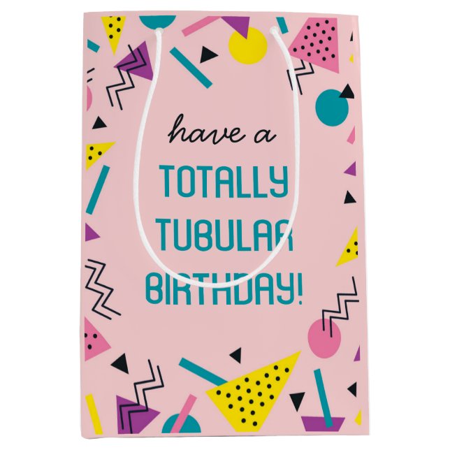 Rosa Retro Funny 80s Slang Birthday Gift Bag (Framsidan)