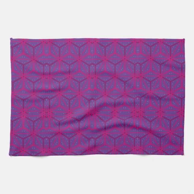 Rosa retro geometriskt mönster  kökshandduk (Horisontell)