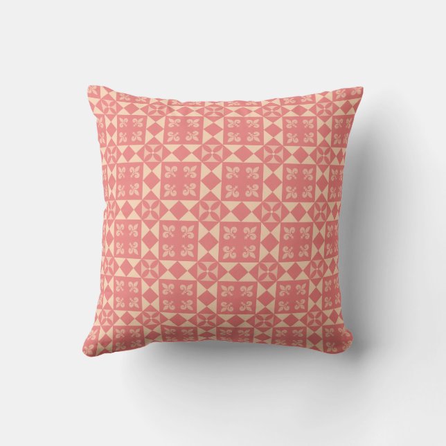 Rosa retro geometriskt mönster kudde (Baksida)