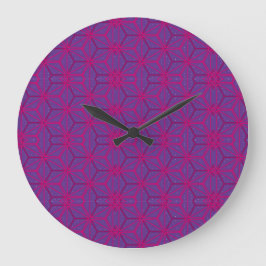 Rosa retro geometriskt mönster stor klocka