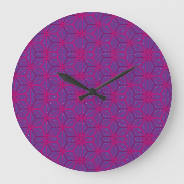 Rosa retro geometriskt mönster  stor klocka (Framsida)