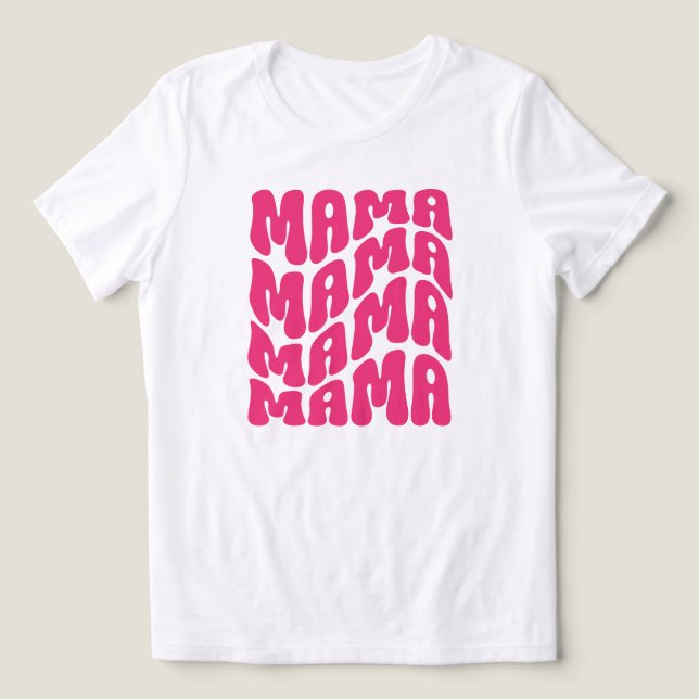 Rosa Retro Groovy Cute Mamma Mamma T Shirt (Design Framsida)