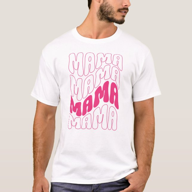 Rosa Retro Groovy Cute Mamma Mamma T Shirt (Framsida)