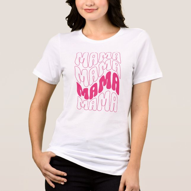 Rosa Retro Groovy Cute Mamma Mamma T Shirt (Framsida)