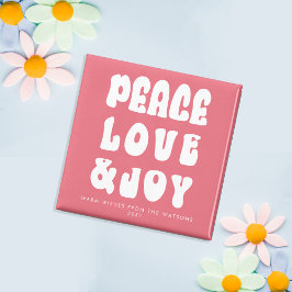 Rosa Retro Groovy Fred Kärlek Glädje Semester Magnet