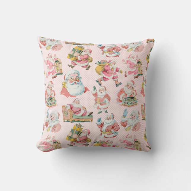 Rosa Retro Groovy Jultomten God jul Kudde (Framsida)