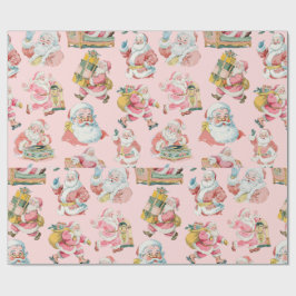 Rosa Retro Groovy Jultomten-Jul Presentpapper