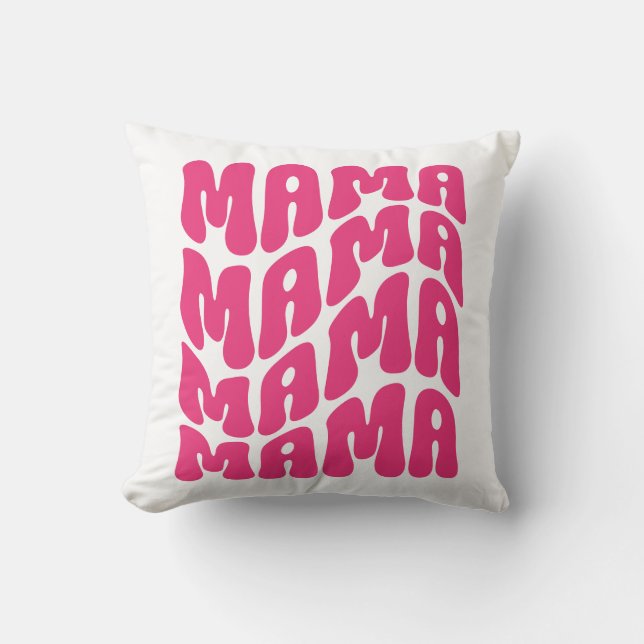 Rosa Retro Groovy Söt Mama Mors Dag Mamma  Kudde (Framsida)
