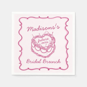 Rosa Retro Heart Coquette Cherry Cake Möhippa Brun Pappersservett