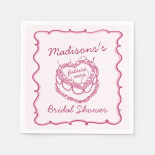 Rosa Retro Heart Coquette Cherry Cake Möhippa Show Pappersservett