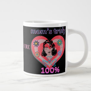 Rosa Retro Heart Mamma Mor Mamma Mamma Vintage Jumbo Mugg